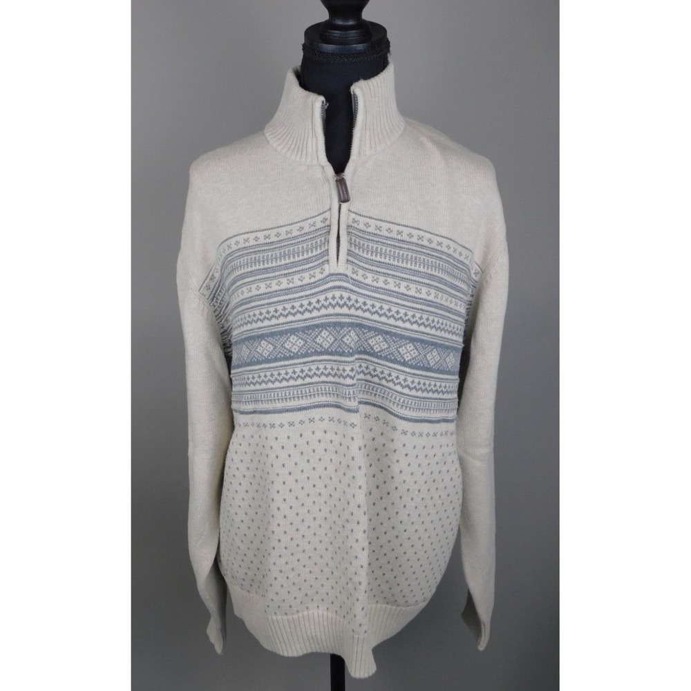 Oscar De La Renta Men's Fair Isle Quarter Zip Pullover Sweater sz Large